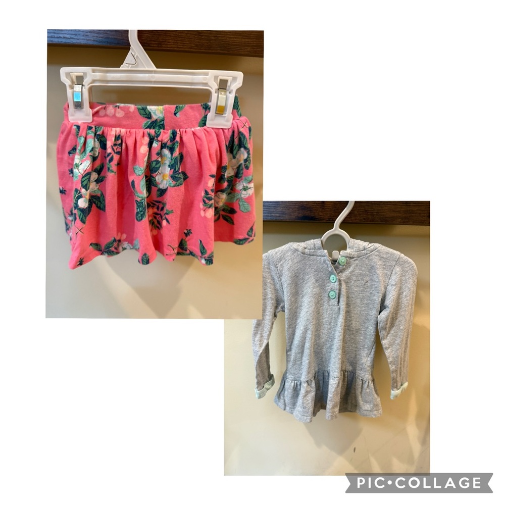 Carter's Toddler Girls Hoodie and Floral Skirt Outfit Size 18 Months